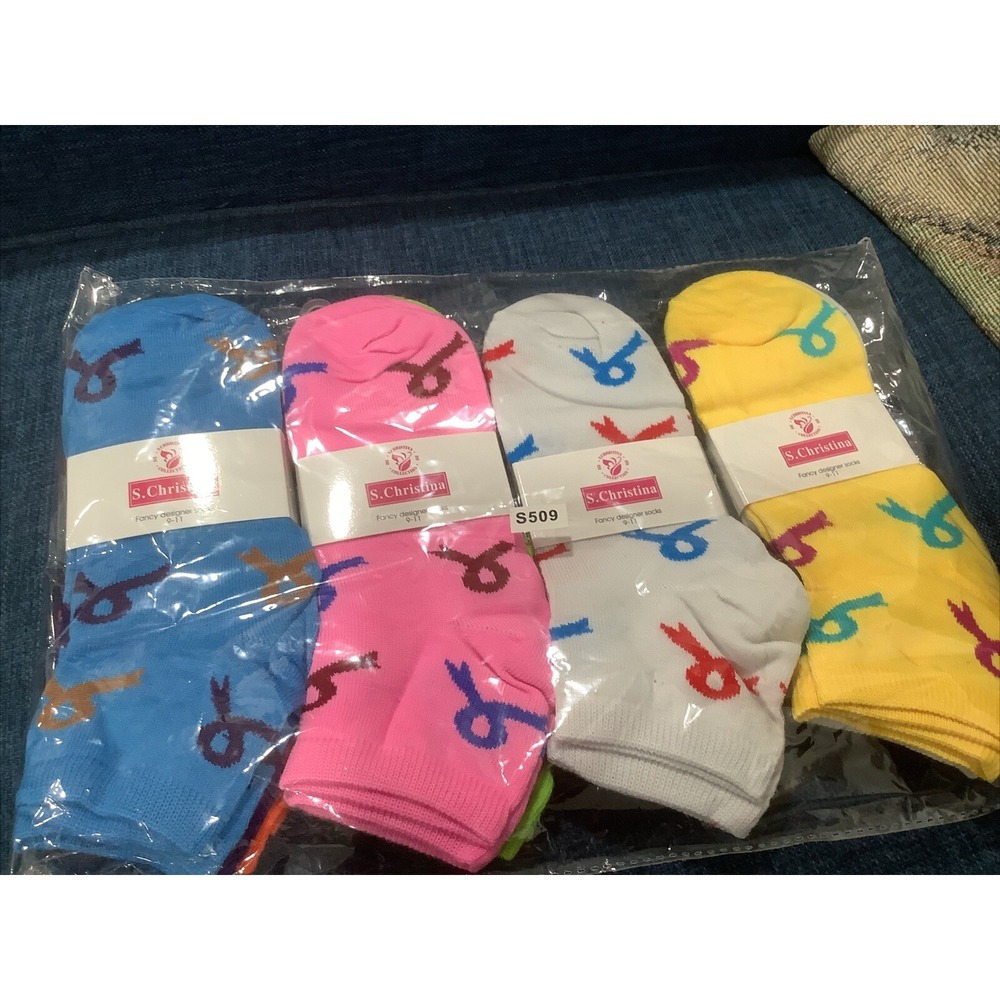 womens multi colored shoe print socks‎ size 9-11